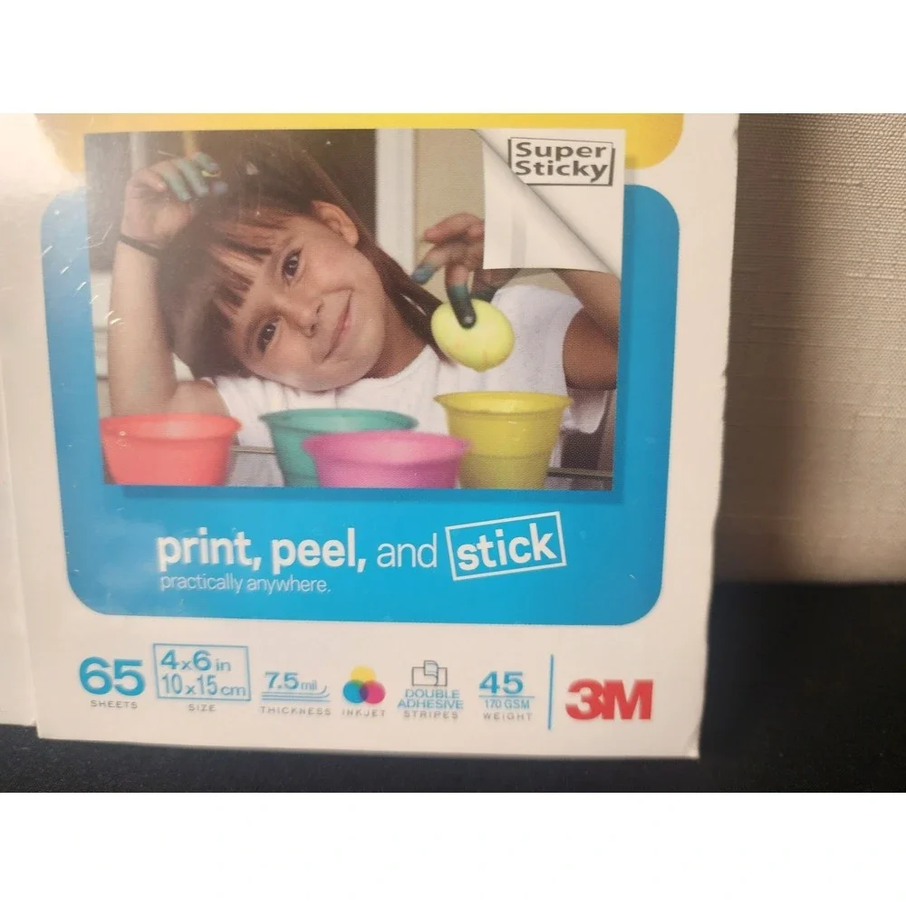 3M Post-it Picture Paper Print Peel And Stick 65 Sheets X 2 Semi Gloss New